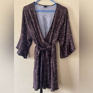 Torrid bell sleeve dress with hearts - Tie front mock wrap